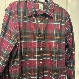 Brooks Brothers Men's Checkered Shirt - Maroon and Teal